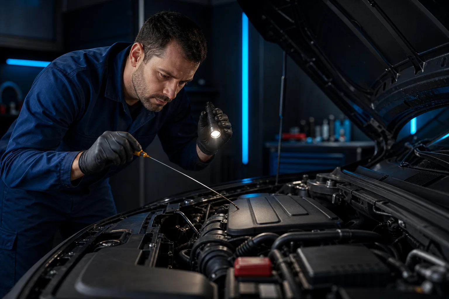 Engine bay inspection for internal oil consumption without external leaks, 1200x675